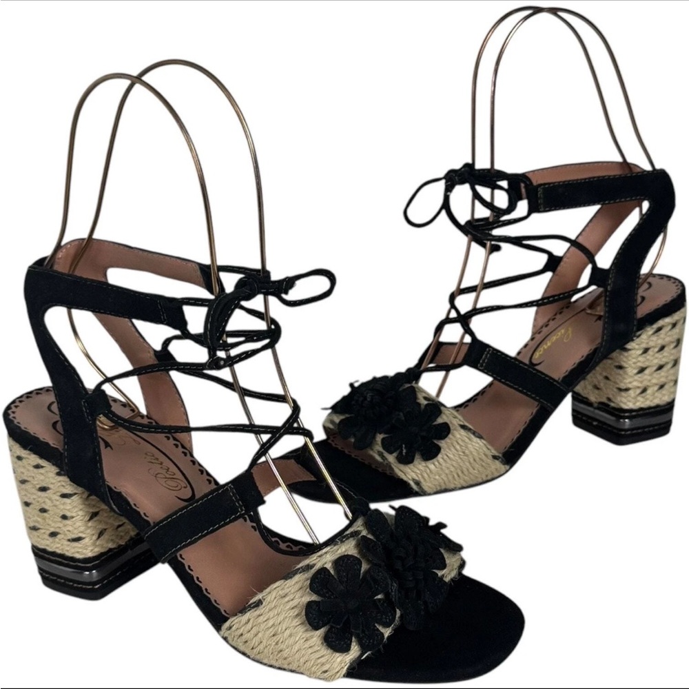 Poetic License Black and Cream Espadrille Sandals